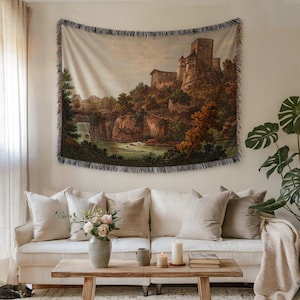 Couverture en coton tissée Castle : jeté de décoration médiévale