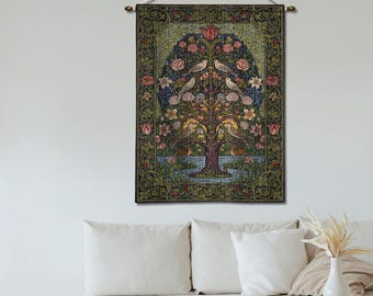 モリス ウッドペッカー タペストリー オレンジ 生命の樹 鳥 ウィリアム