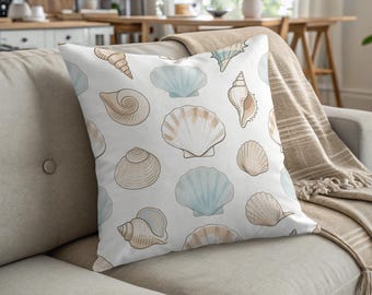 Seashell Pillow, Coastal Decor, Beach House Pillow