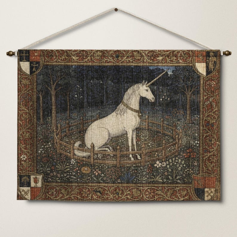 Unicorn Tapestry Wall Hanging, Medieval Fantasy Decor - Etsy