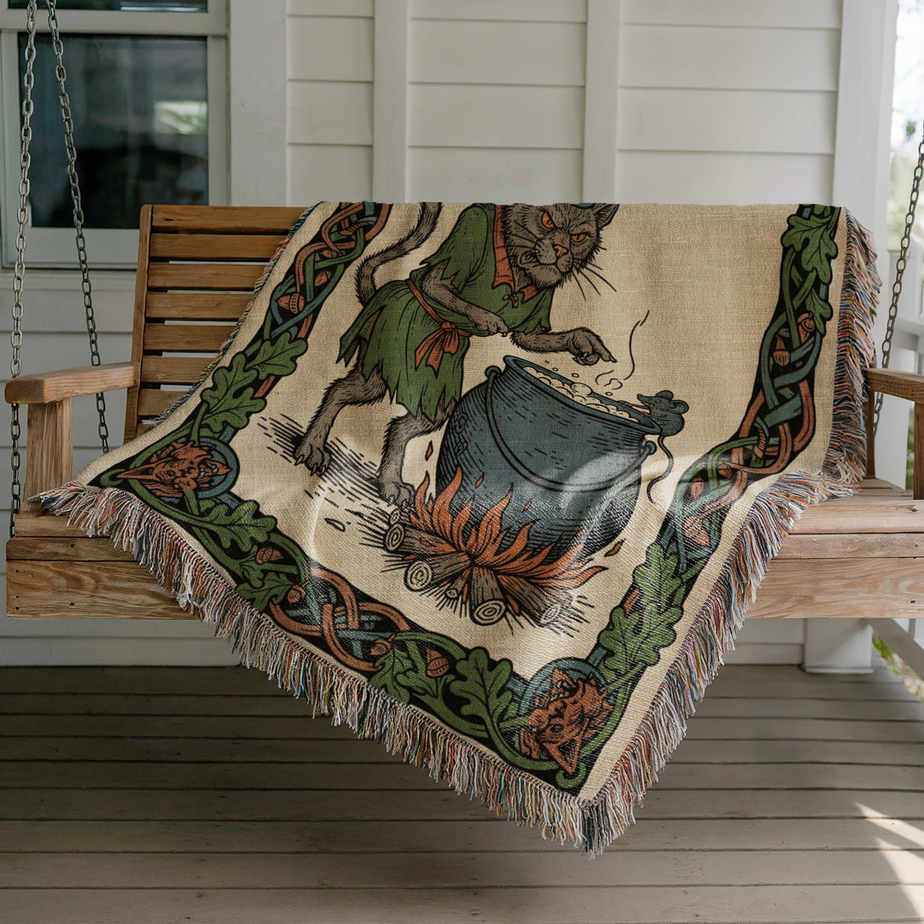 You're Going in Soup Woven Blanket | Wizard Cat Medieval Fantasy