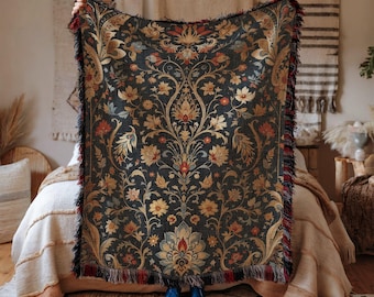 Kalamkari Tapestry Blanket: Indian Woven Cotton Wall Hanging