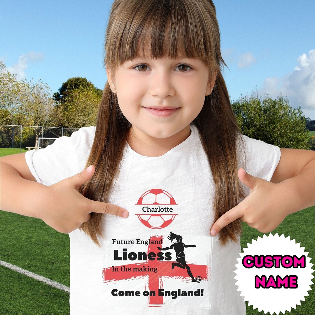 Personalised Kids Lionesses World Cup 2023 Tshirt, England Ladies Football Tshirt, Gift for A