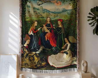 Manta tecida da Virgem Maria: Tapeçaria renascentista da Madona com o Menino Jesus