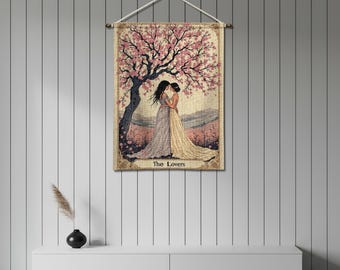 The Lovers Woven Tapestry: Lesbian Wall Art, Romantic Home Decor