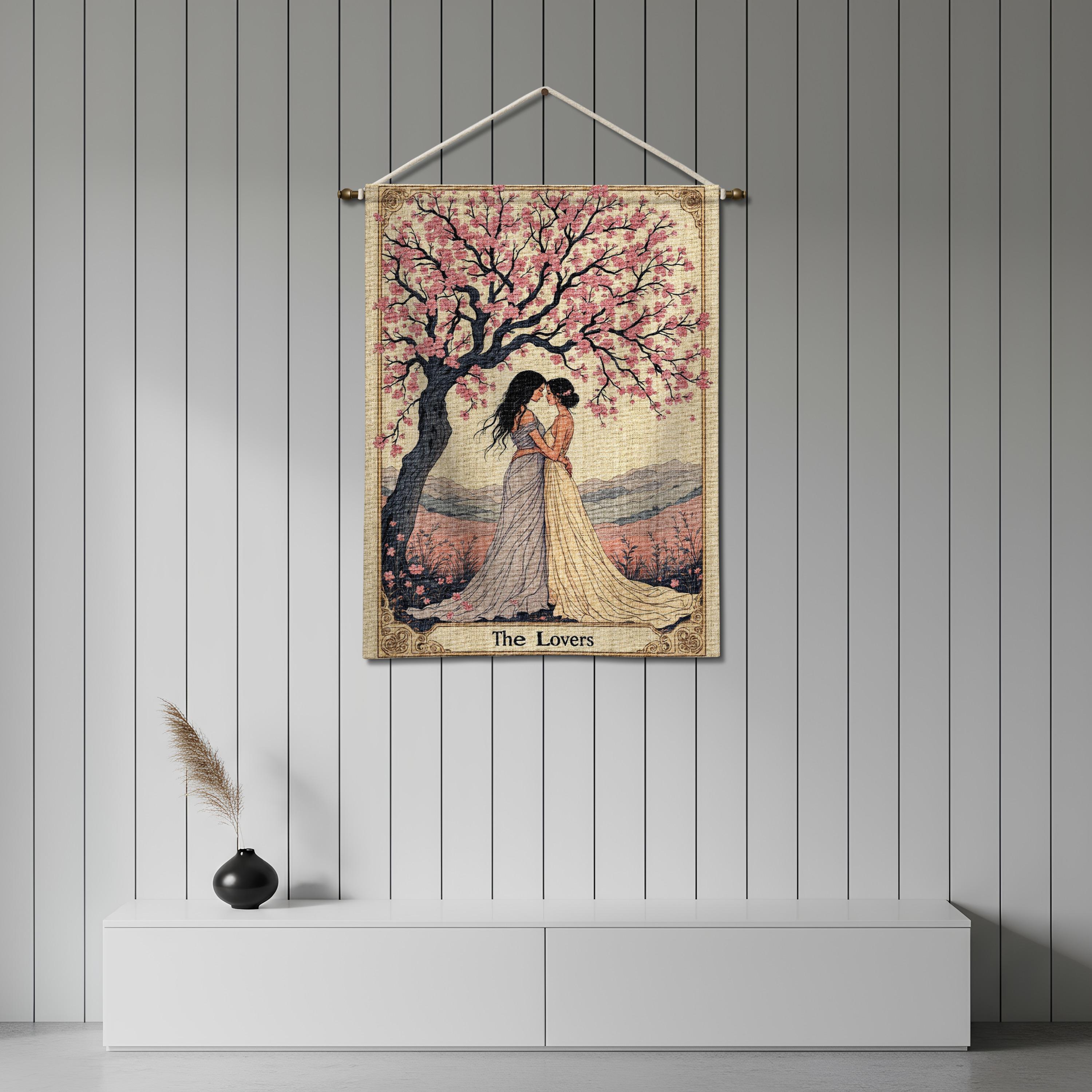 The Lovers Woven Tapestry: Lesbian Wall Art, Romantic Home Decor
