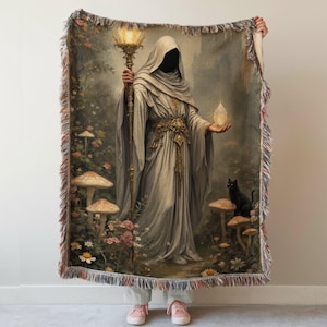 Medieval Tapestry Blanket, Fantasy Antique Tapestry, Castlecore Woven Decorative Blanket, Large Wall Tapestry Throw, Wizard Woven Tapestry