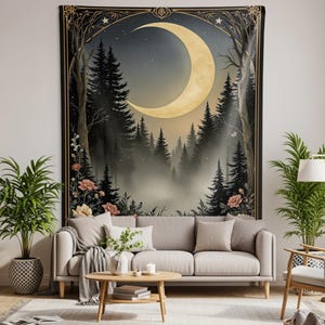 Moon Tarot Tapestry: Celestial Gothic Wall Hanging