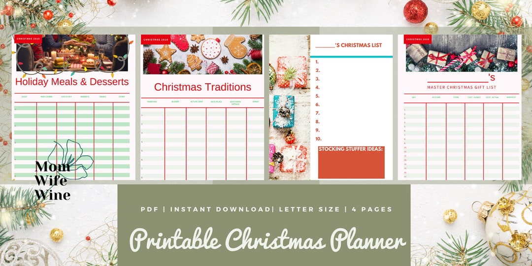 Printable Christmas Planner Bundle – Holiday Gift List, Traditions ...