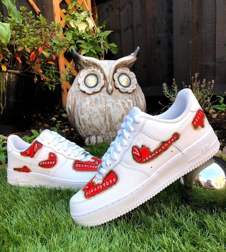 custom air force 1 red bandana