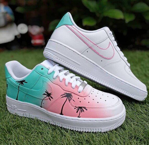 Nike air force 1 custom af1 pastel palm beach | Etsy