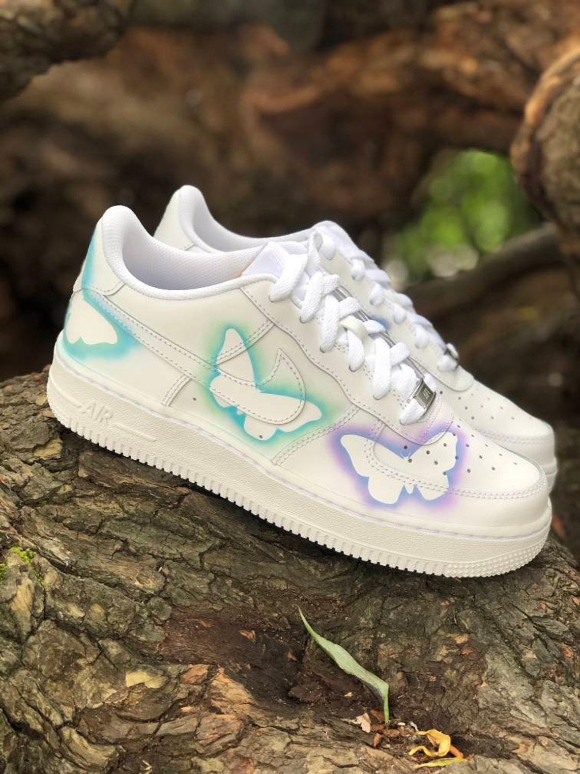 Nike air force 1 custom af1 pastel butterfly shadows | Etsy