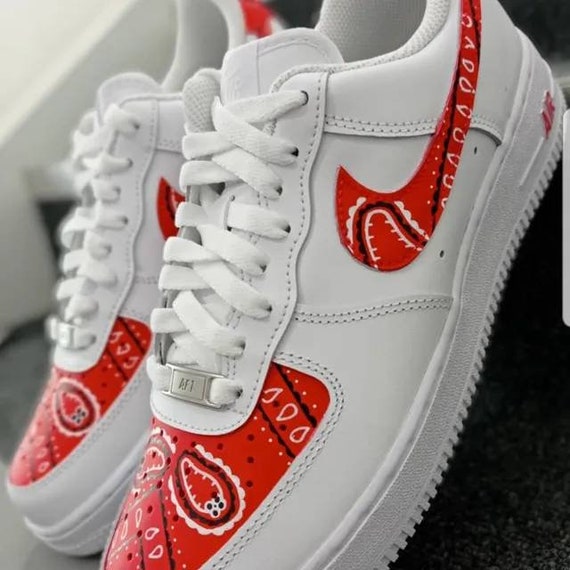 Nike Air Force 1 Custom Af1 Red Bandana | Etsy