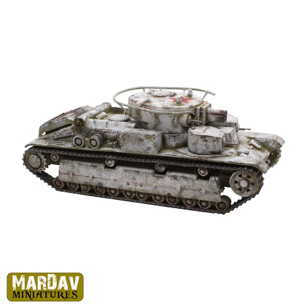 Soviet T-28 medium tank, World War Two, 28mm/20mm (1/56, 1/72) 3D resin printed for wargaming, Bolt Action etc