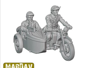 Motorbike with MG sidecar (French)
