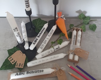 Schulanfang Kerze Schulkind 2024 Name Stabkerze