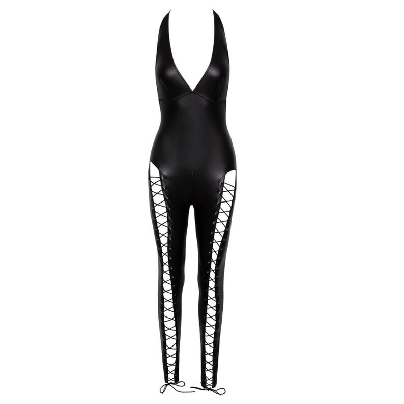 Crotchless Catsuit Wetlook Bdsm Outfit Bodysuit Ouvert Sexy Gothic Swinger Party Onepiece