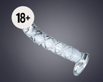 Glass dildo large 16.5 cm, glass sex toys for couples, glass dildo transparent knobbed, crystal glass dildo G-spot massage