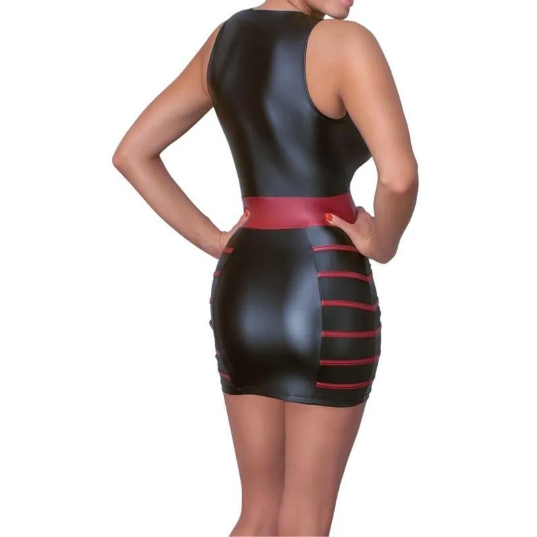 Kinky Dress Leather Look, Spanking Dress Fetish, Red Waist, BDSM Club