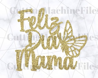 Feliz Dia Mama Butterfly Strawberry Box Toppers SVG/PNG, Decoraciones en Español, Spanish Mother&#39;s Day Toppers Svg