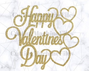 Corazones del Día de San Valentín SVG/PNG, Feliz Día de San Valentín Svg/Png, Topper de Pastel del Día de San Valentín Svg/Png, Topper de Fresa Svg