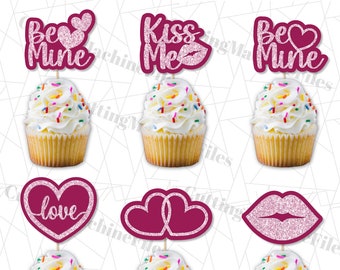 Día de San Valentín Cupcake Topper SVG/Png, Día de San Valentín Svg, 3D Cupcake/Cake Topper Svg, Multicapa Día de San Valentín Cake Topper SVG/PNG