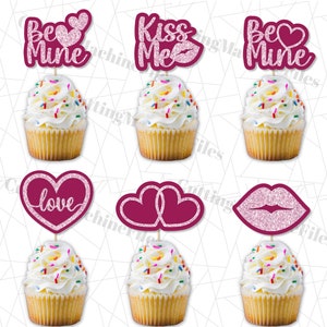 Día de San Valentín Cupcake Topper SVG/Png, Día de San Valentín Svg, 3D Cupcake/Cake Topper Svg, Multicapa Día de San Valentín Cake Topper SVG/PNG