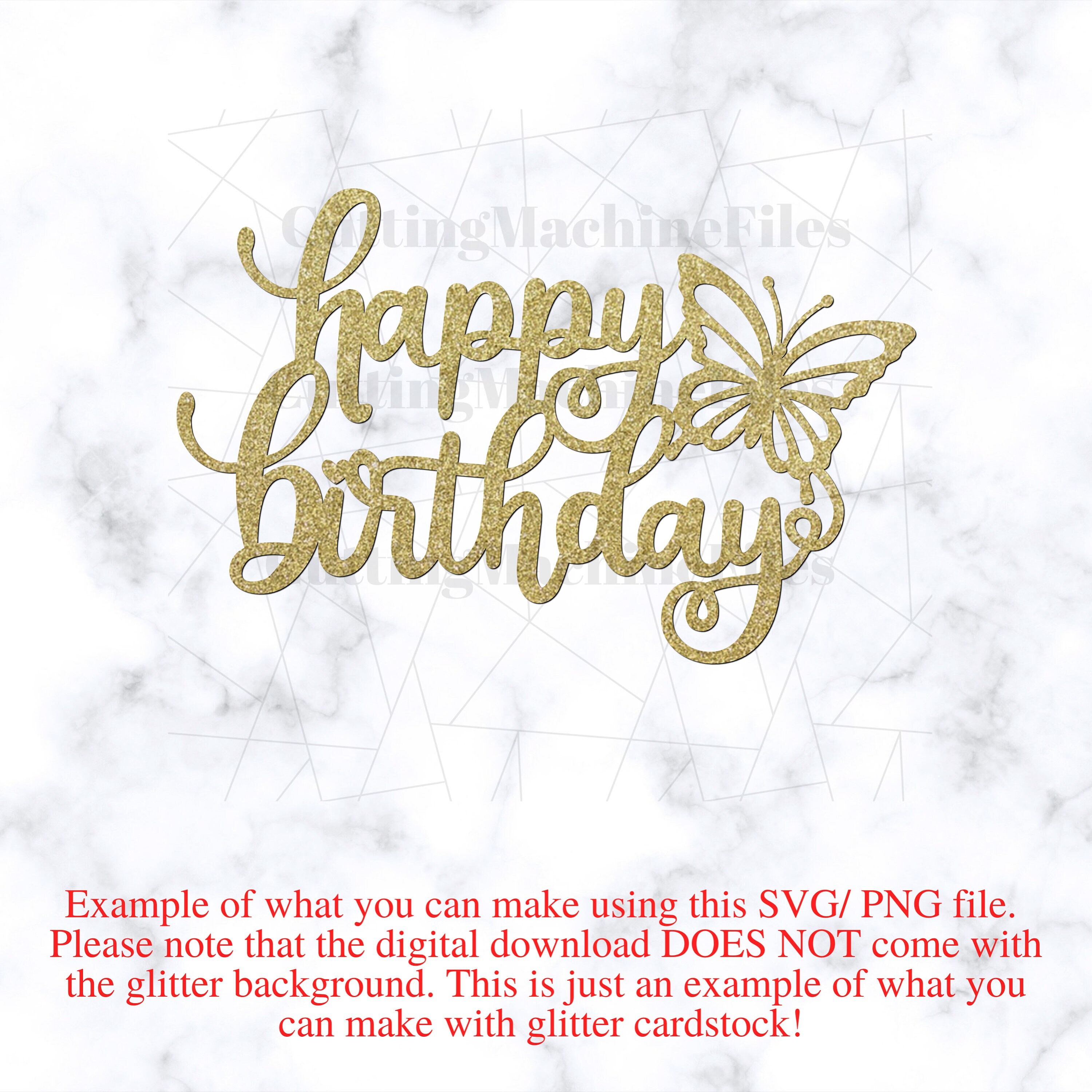 Fancy Butterfly Happy Birthday Cake Topper Svg/png,happy Birthday Svg