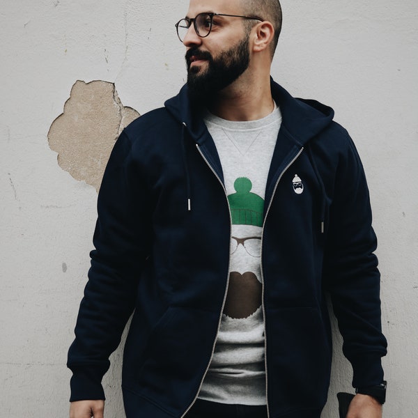 GentleStyle Sweatjacke, Bio-Baumwolle, Sweatshirt für Männer, Männer mit Bart, Geschenke für ihn