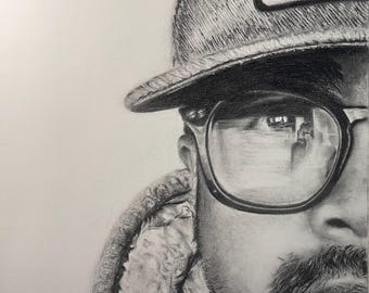 Custom Hand-Drawn Charcoal Portrait: Realistic Graphite Art