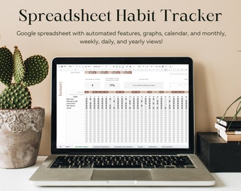 Habit Tracker Google Spreadsheet with 2022 Monthly, Yearly, Daily Tracker - Automated Template - Calendar Planner - Instant Download