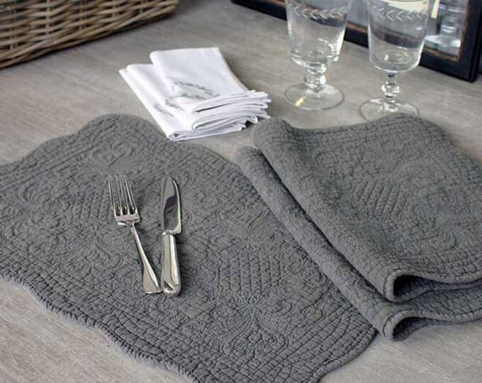 Antique Stone Quilted Placemats Set of 2 Etsy UK