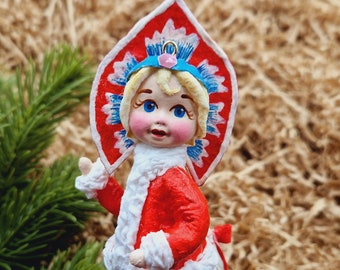 Snow Maiden , spun cotton toys, christmas tree toys, christmas gift, hanging ornament.