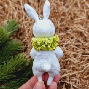 Little bunnies, christmas tree decoreaster decor, , hanging ornament, spun cotton toys. image 8