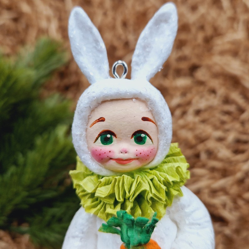 Conejitos, decoración del árbol de Navidaddecoración de Pascua, adorno colgante, juguetes de algodón hilado. imagen 2