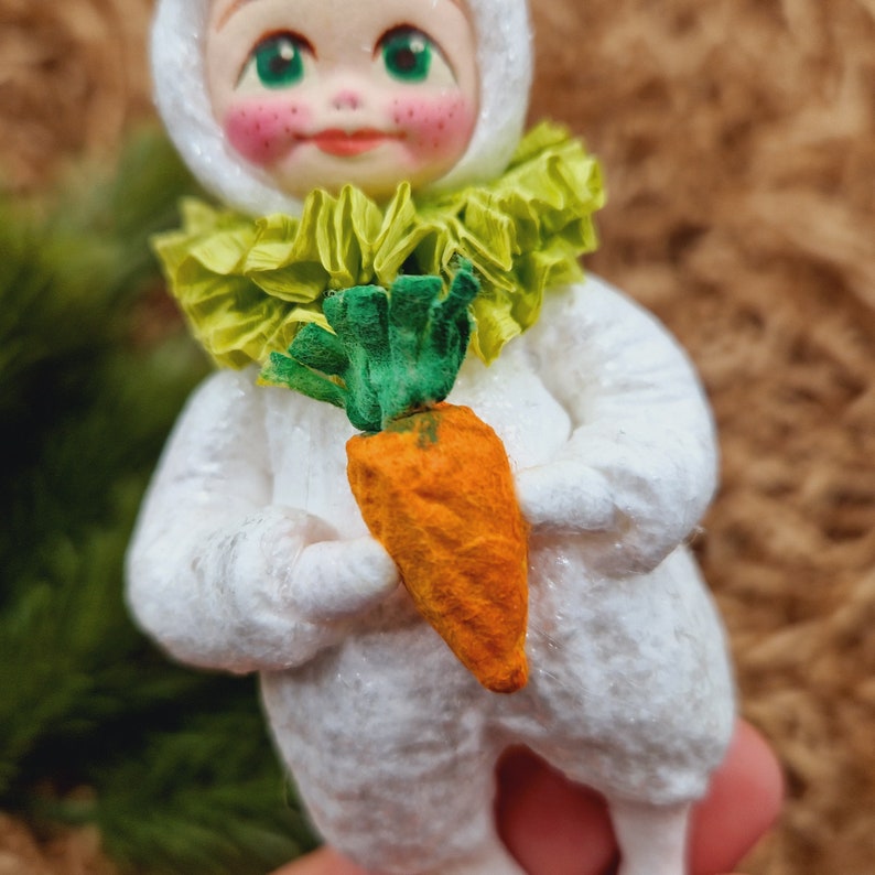 Little bunnies, christmas tree decoreaster decor, , hanging ornament, spun cotton toys. image 3