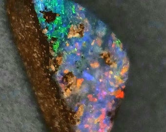 Natural Australian Boulder Opal 2.9ct Loose Gemstone Solid Opal with Vibrant Fire.