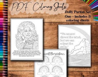 Coloring Book Instant Download Set Dolly Parton Set of 3