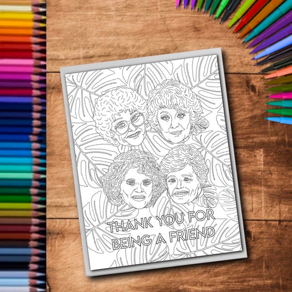 Coloring Book Instant Download The Golden Girls With Palm Leaves