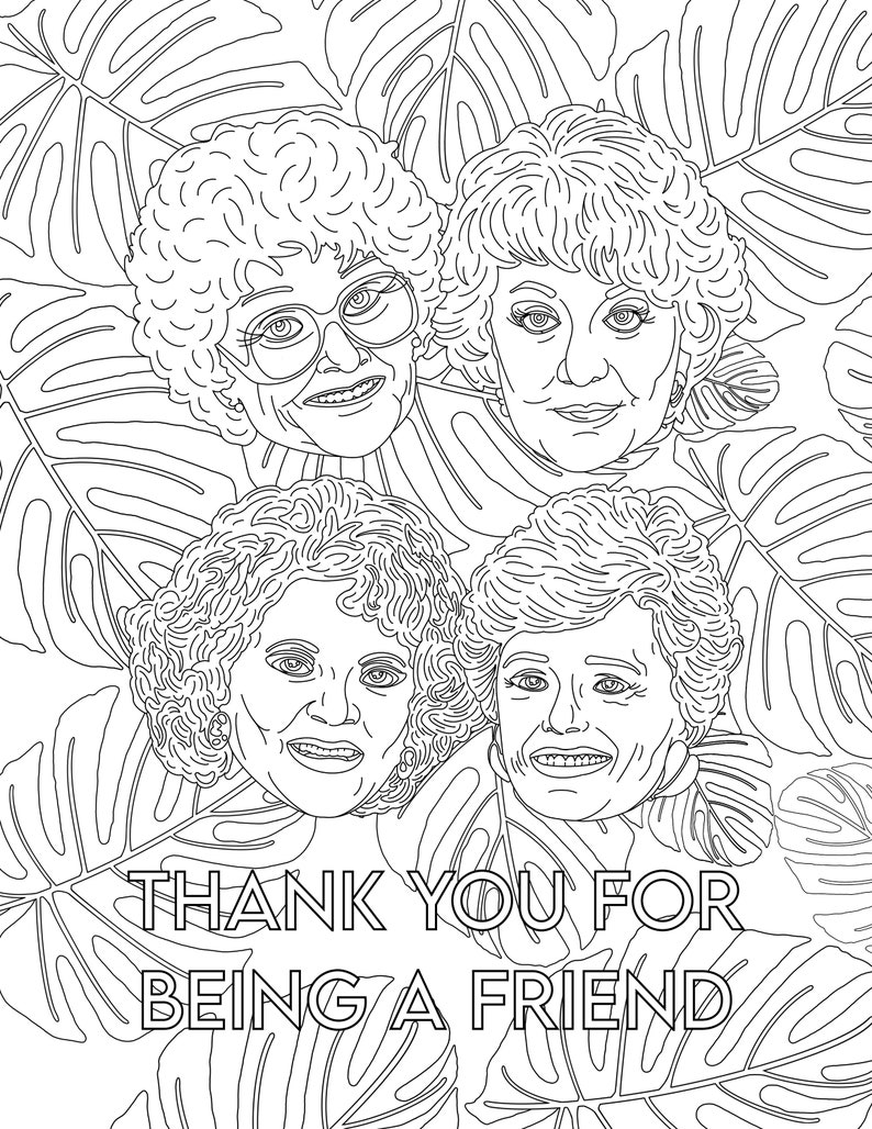 Coloring Book Instant Download the Golden Girls With Palm Leaves - Etsy