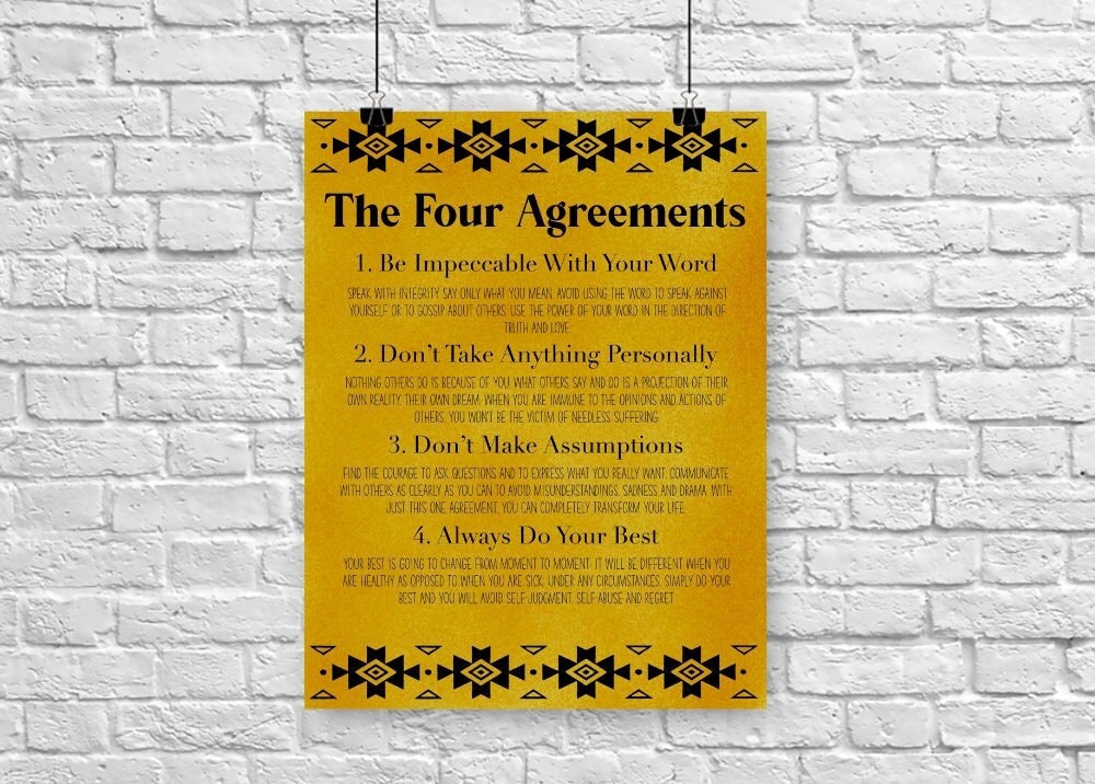 The Four Agreements Digital Poster in Mustard | Etsy UK