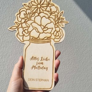 Bonita tarjeta de felicitación de madera "Blomglas"