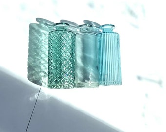 Green glass vases set of 3 "Emerald Forest"