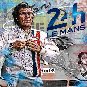 Original LUC BEST, Steve McQueen « Le Mans », giclée, édition limitée, 33 x 49 cm Museums-Paper