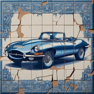 Originale LUC BEST, "Delfter Jaguar E", Giclée, Edizione limitata, 33 x 49 cm Carta da museo