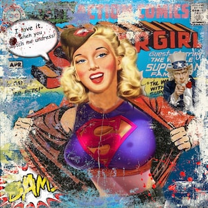 Originale LUC BEST, "Supergirl", Giclée, Edizione Limitata, 33 x 49 cm Carta da Museo