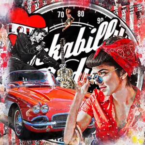 Original LUC BEST,&quot;Rockabilly&quot;, Giclée, Limited Edition,33 x 49 cm Museums-Paper,Urban Popart