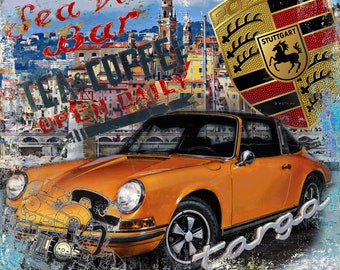 Luc Porsche Targa Pop Art, stampa Giclée in edizione limitata