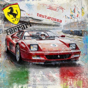 Originale LUC BEST, " Testarossa", Giclée, Edizione Limitata, 33 x 49 cm Carta Museo