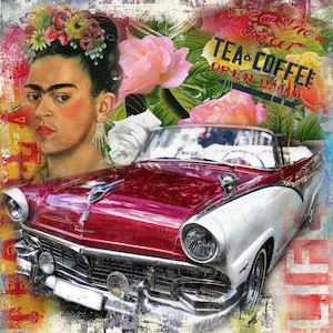 Originale LUC BEST, "Ford Fairlane Skyliner", Giclée, Edizione limitata, 33 x 49 cm Carta da museo
